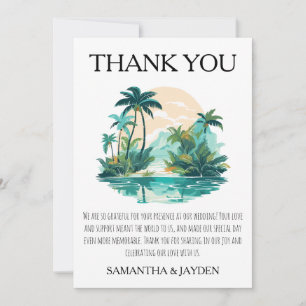 Cartão De Agradecimento casamento da praia tropical moderna obrigado carta