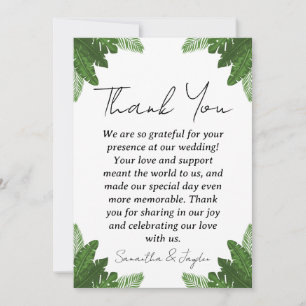 Cartão De Agradecimento casamento da praia tropical moderna obrigado carta