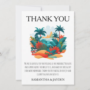 Cartão De Agradecimento casamento da praia tropical moderna obrigado carta