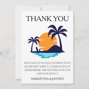Cartão De Agradecimento casamento da praia tropical moderna obrigado carta