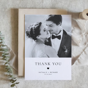 Cartão De Agradecimento Casamento da Tipografia Negra de Elegância Modern