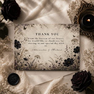 Cartão De Agradecimento Casamento Dark Boho Goth