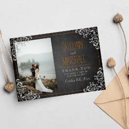 Cartão De Agradecimento Casamento Dark de Feriado de Halloween Férado Góti