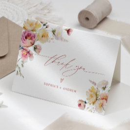 Cartão De Agradecimento Casamento das Flores de Rosa do Boho Garden