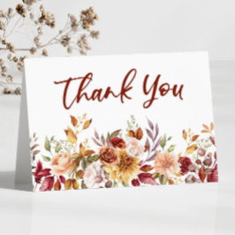 Cartão De Agradecimento Casamento das Flores Florais Laranja Queimadas