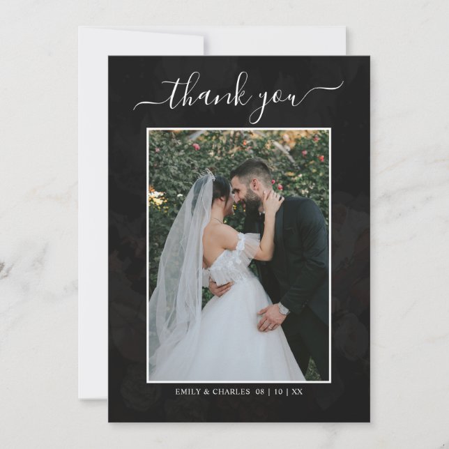 Cartão De Agradecimento Casamento das Flores Russas Elegantes (Frente)