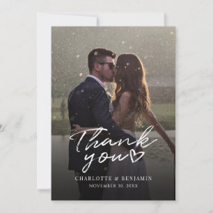 Cartão De Agradecimento Casamento de 1 Foto Elegante