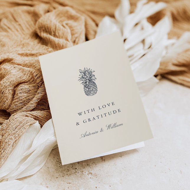 Cartão De Agradecimento Casamento de Abacaxi em Vintage (Criador carregado)