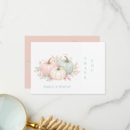 Cartão De Agradecimento Casamento de Abóboras em Aquarela Pastel