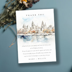 Cartão De Agradecimento Casamento de Aquarela de Kansas City Missouri