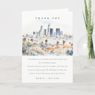 Cartão De Agradecimento Casamento de Aquarela de Los Angeles, Califórnia