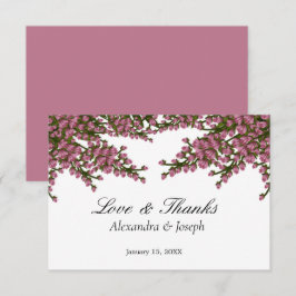 Cartão De Agradecimento Casamento de Aquarela Floral Rosa Elegante