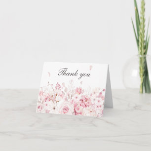 Cartão De Agradecimento Casamento de Aquarela Rosa Muito Elegante