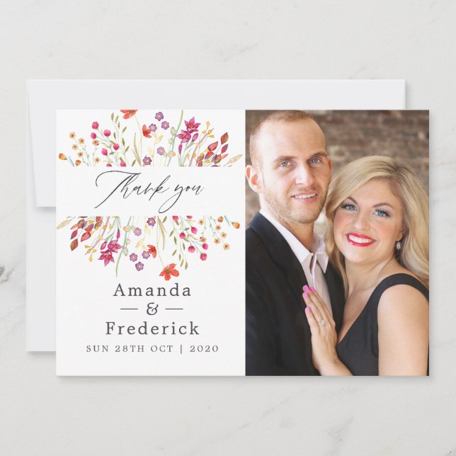 Cartão De Agradecimento Casamento de Aquarelle Selvagem de Aquarelle (Frente)