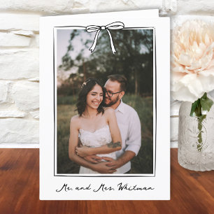 Cartão De Agradecimento Casamento de Arco com manuscrito branco