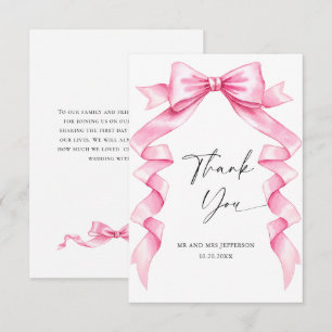 Cartão De Agradecimento Casamento de Arco de Mão Rosa-Rosa-Elegante