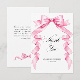 Cartão De Agradecimento Casamento de Arco de Mão Rosa-Rosa-Elegante