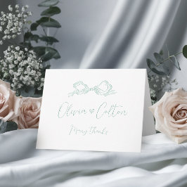 Cartão De Agradecimento Casamento de Arco Desenhado à Mão em Verde Claro E