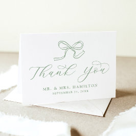Cartão De Agradecimento Casamento de Arco Verde Elegante Sage