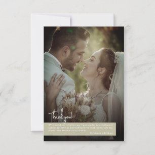 Cartão De Agradecimento Casamento de Banner de Foto Verde Elegante Sage