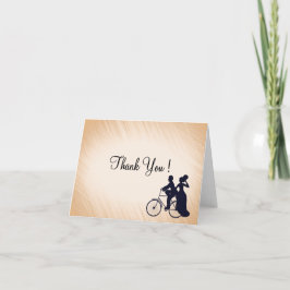 Cartão De Agradecimento Casamento de Bicicleta Peach Obrigado Vazio