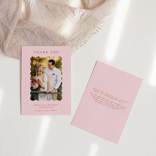 Cartão De Agradecimento Casamento de Blush de Foto Onda Retroativa