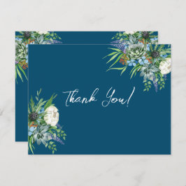 Cartão De Agradecimento Casamento de Boho com Buquê Floral Suculente de Wa