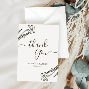 Cartão De Agradecimento Casamento de Boho de Flor Selvagem Moderna