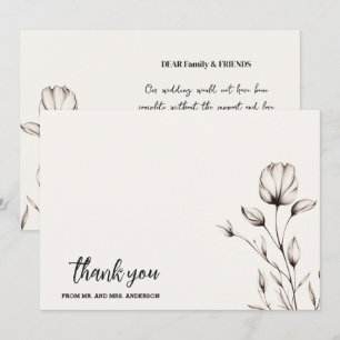 Cartão De Agradecimento Casamento de Boho Simples e Minimalista