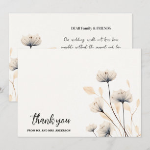 Cartão De Agradecimento Casamento de Boho Simples e Minimalista