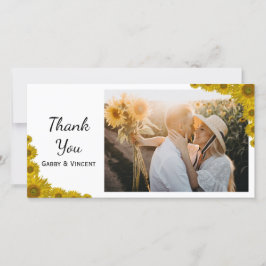 Cartão De Agradecimento Casamento de Borda Amarelo de Girassol Obrigado