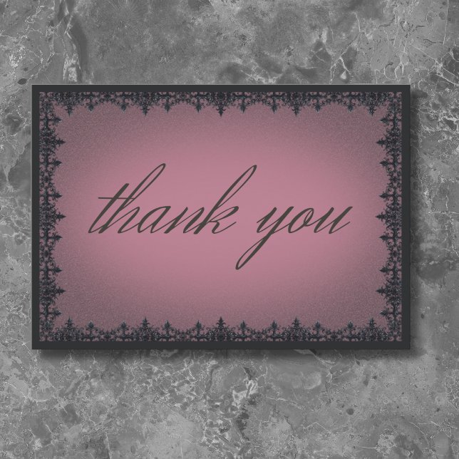 Cartão De Agradecimento Casamento de Borgonha da Fronteira de Ferro Gótica (Victorian Gothic Iron Border Burgundy Wedding Thank You Card)