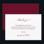 Cartão De Agradecimento Casamento de Borgonha Moderna<br><div class="desc">Elegante cartões de agradecimentos de casamento burgundy. Personalizar facilmente online. Os itens disponíveis para complementar este cartões de agradecimentos de casamento minimalista.</div>