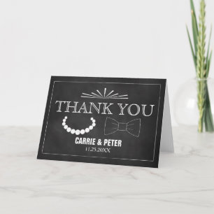 Cartão De Agradecimento Casamento de Bowties e Pérolas
