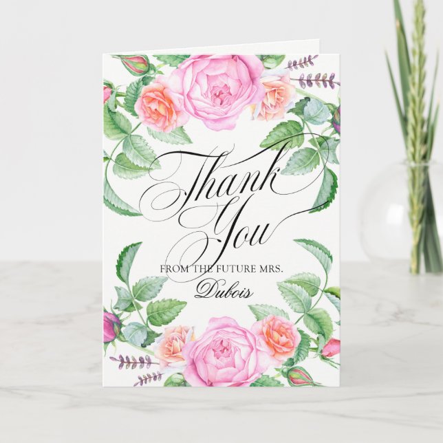Cartão De Agradecimento Casamento De Brida Floral Botânica Personalizado O (Frente)