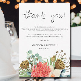 Cartão De Agradecimento Casamento de Buquê de Cores de Água de Boho Selvag