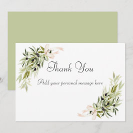 Cartão De Agradecimento Casamento de Buquês de Branch de Oliva
