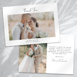 Cartão De Agradecimento Casamento de Caligrafia de Foto Minimalista 2