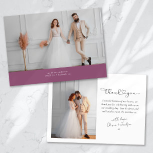 Cartão De Agradecimento Casamento de Caligrafia de Foto Minimalista 2