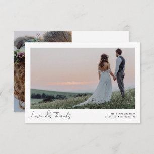 Cartão De Agradecimento Casamento de Caligrafia de Foto Minimalista de Amo