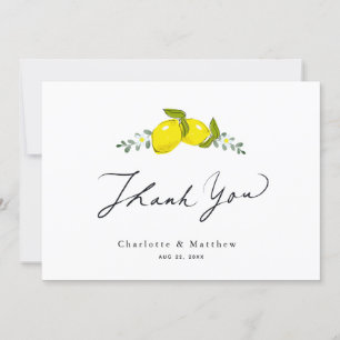 Cartão De Agradecimento Casamento de Caligrafia Floral de Lemon Citrus