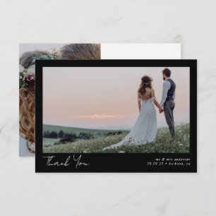 Cartão De Agradecimento Casamento de Caligrafia Minialista 2 Fotografia Pr