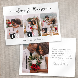 Cartão De Agradecimento Casamento de caligrafia minimalista 4