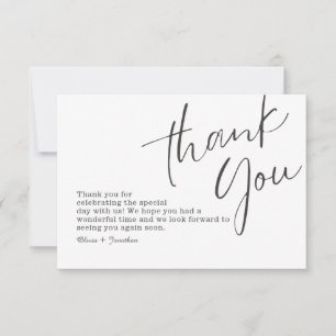 Cartão De Agradecimento Casamento de Caligrafia Moderna Elegante Branca