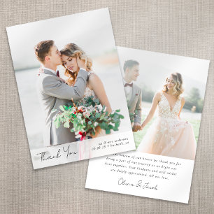 Cartão De Agradecimento Casamento de Caligrafia Moderno Minimalista