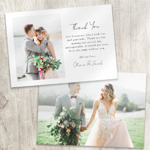 Cartão De Agradecimento Casamento de Caligrafia Moderno Minimalista