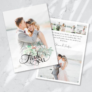 Cartão De Agradecimento Casamento de Caligrafia Multigráfica Moderna