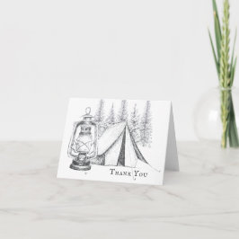Cartão De Agradecimento Casamento de Campos de Tent, Lanterna e Woodland