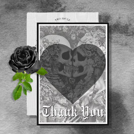 Cartão De Agradecimento Casamento de Casais de Esqueleto Preto e Branco Gó