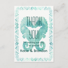 Cartão De Agradecimento Casamento de Cavalos de Beijo Obrigado em Turquesa